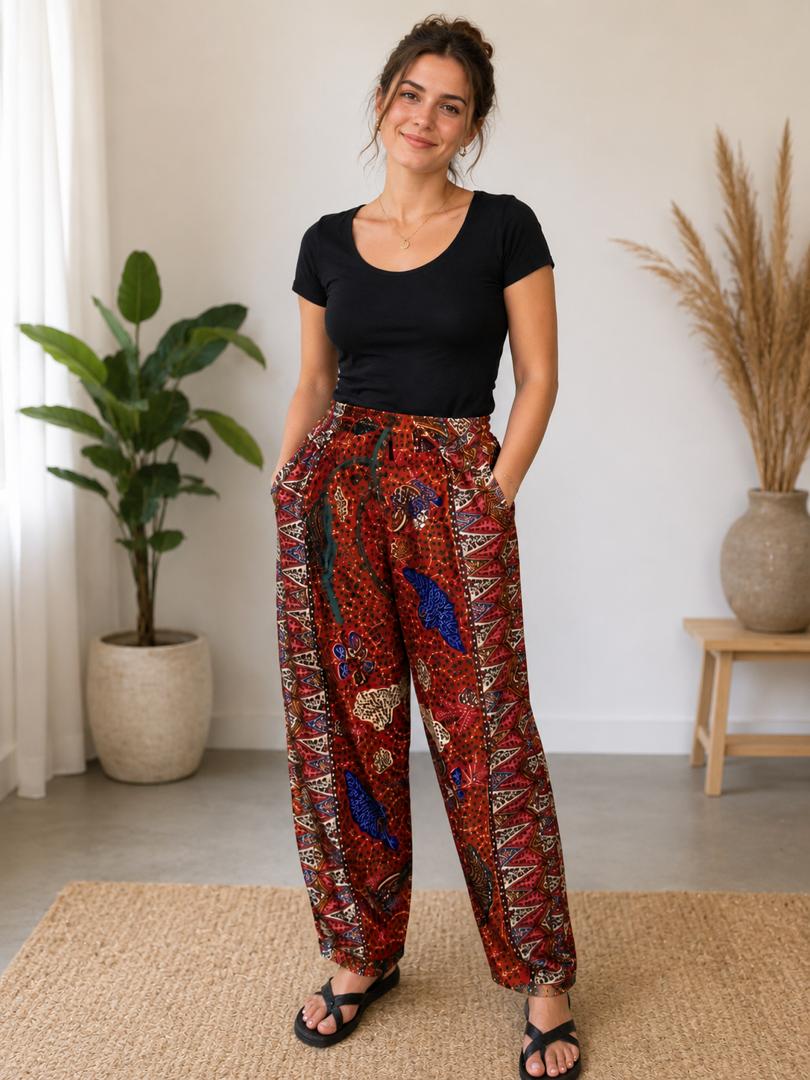 Crimson Heritage Wide-Leg Pants