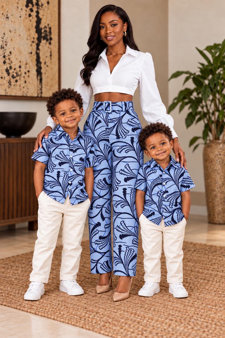 Blue African Print Family Matching Outfits – Ankara Family Matching Set