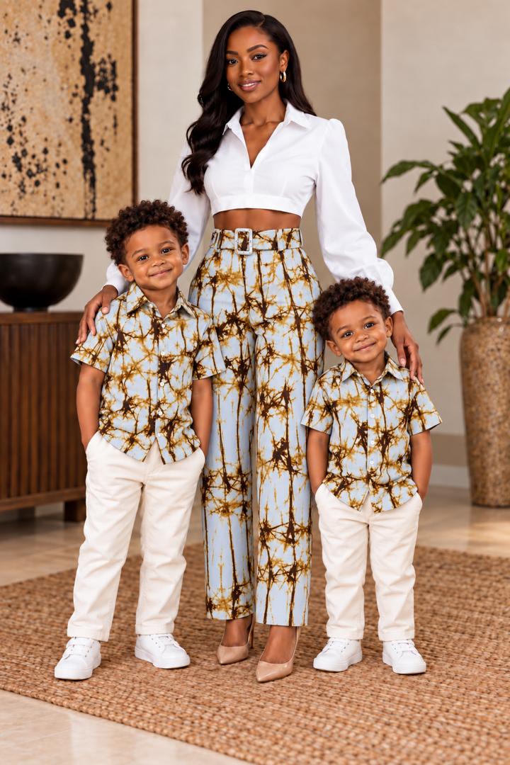 White & Gold African Print Family Matching Outfits – Ankara Family Set