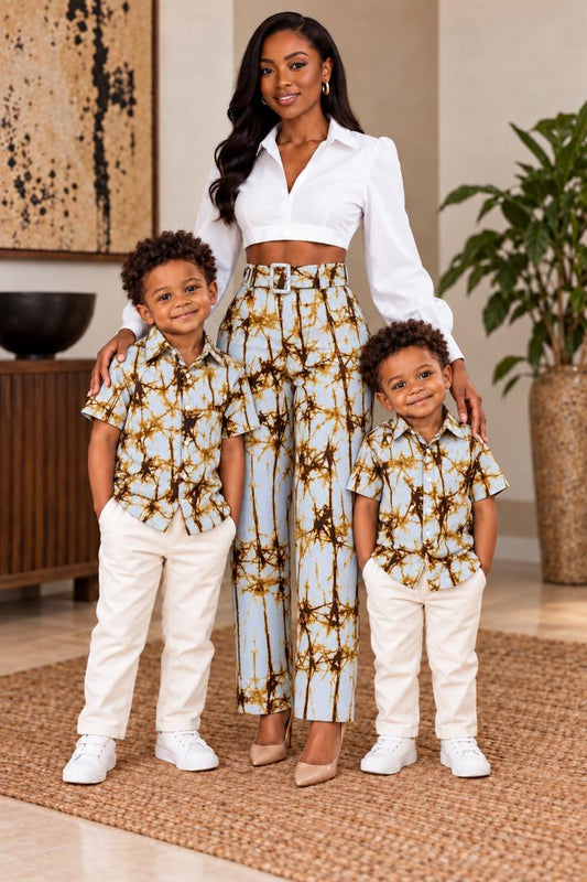 White & Gold African Print Family Matching Outfits – Ankara Family Set