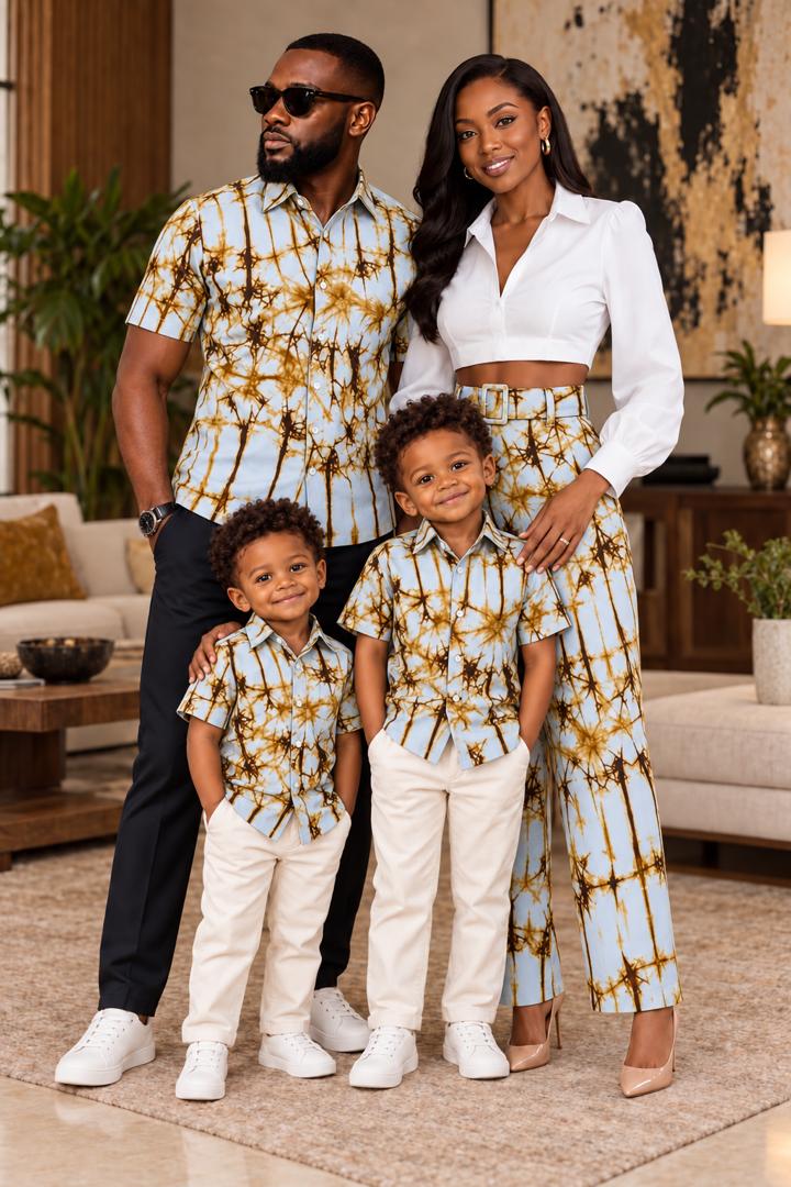 White & Gold African Print Family Matching Outfits – Ankara Family Set