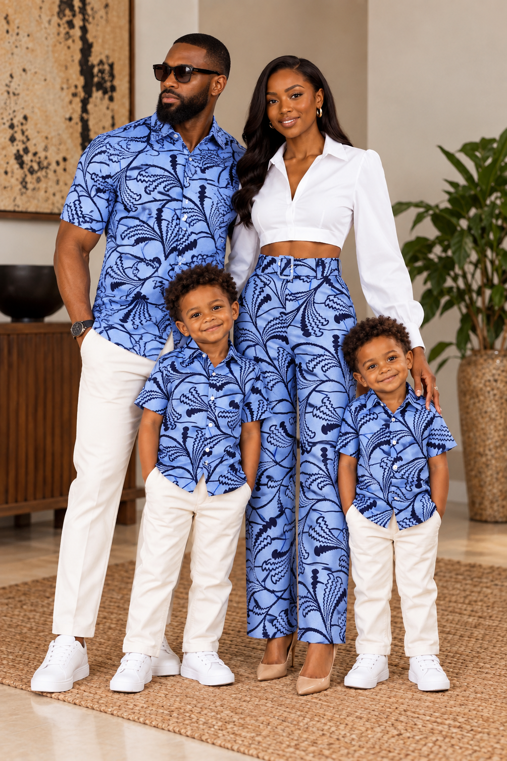 Blue African Print Family Matching Outfits – Ankara Family Matching Set